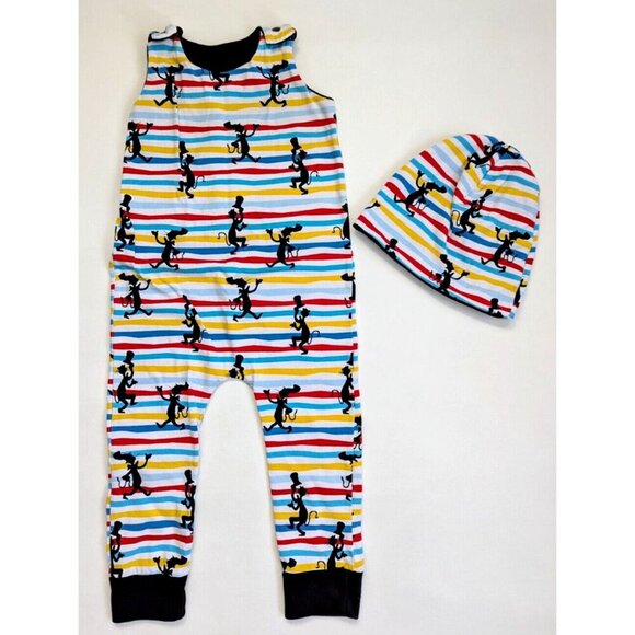 Handmade Dr Seuss Cat In The Hat Striped Playsiut Romper & Hat Size 18/24 M - Picture 1 of 5